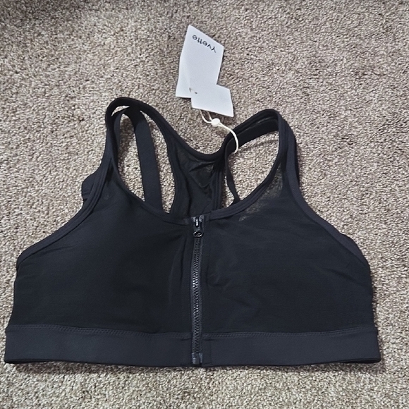 Yvette Other - Yvette Front-Zip Black Sports Bra